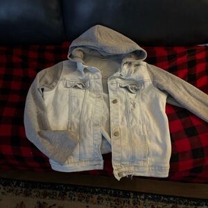 Source Unknown Light Gray Denim Jacket with Hood